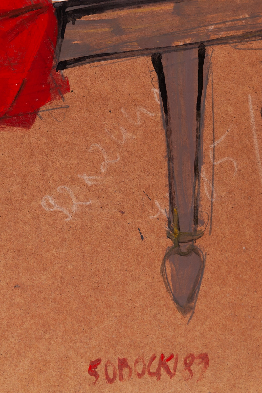 Artwork by Leszek Sobocki, "It slid off the table", Made of oil/board