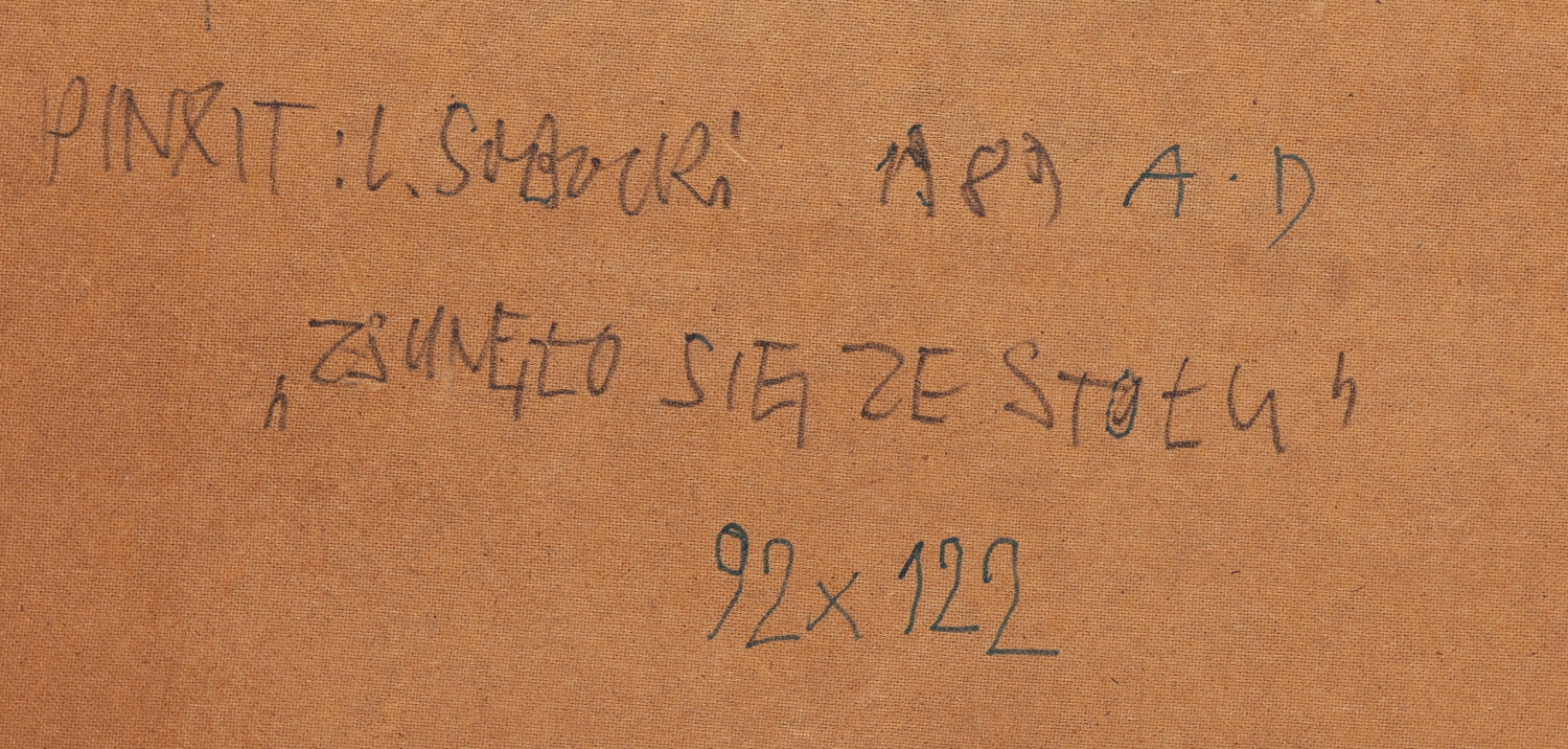 Artwork by Leszek Sobocki, "It slid off the table", Made of oil/board