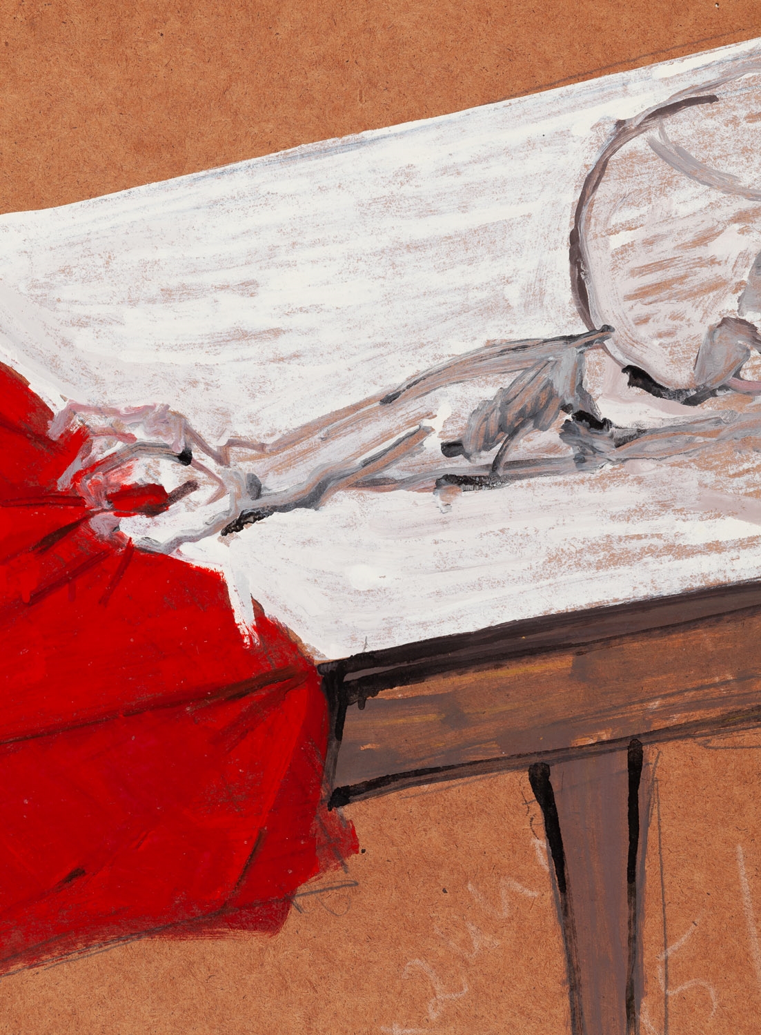 Artwork by Leszek Sobocki, "It slid off the table", Made of oil/board