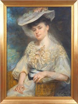 Portrait d'élégante au chapeau - Marthe de Peslouan
