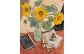 Still Life with Sun Flower and Ink Bottle (Natură statică cu floarea soarelui și calimară) - Theodor Pallady
