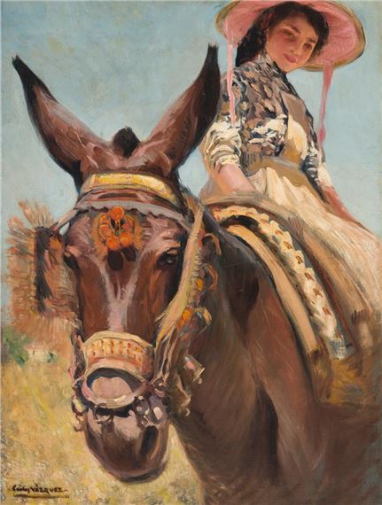 Peasant Woman on Horseback by Carlos Vazquez Ubeda, circa 1901