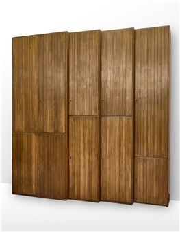 Ten-door closet cabinet, solid wood edged and veneered by Vittorio Gregotti, 1960