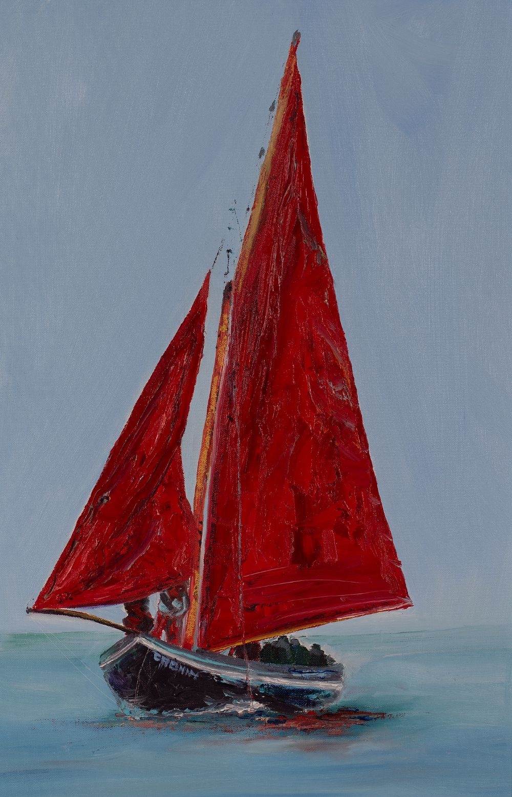 Artwork by Susan Cronin, GALWAY HOOKER, ALMOST HOME, Made of Oil on Canvas Board