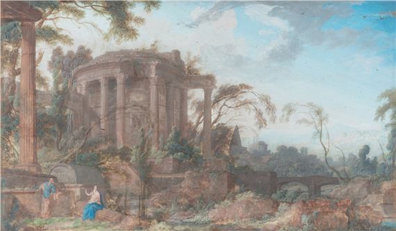 Figures before a classical ruin by Pierre Antoine Patel