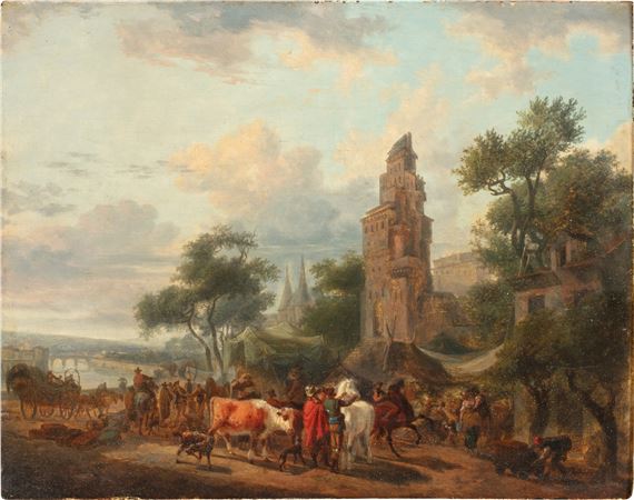 A market scene by Jean-Louis Demarne