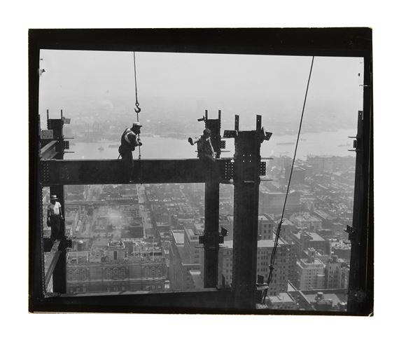 Empire State Building, Men Working on Girders (with Hudson River in Background) by Lewis Hine, 1930