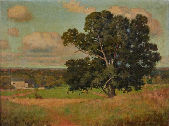 Connecticut country landscape with old oak, 1912 by James Goodwin McManus, 1912