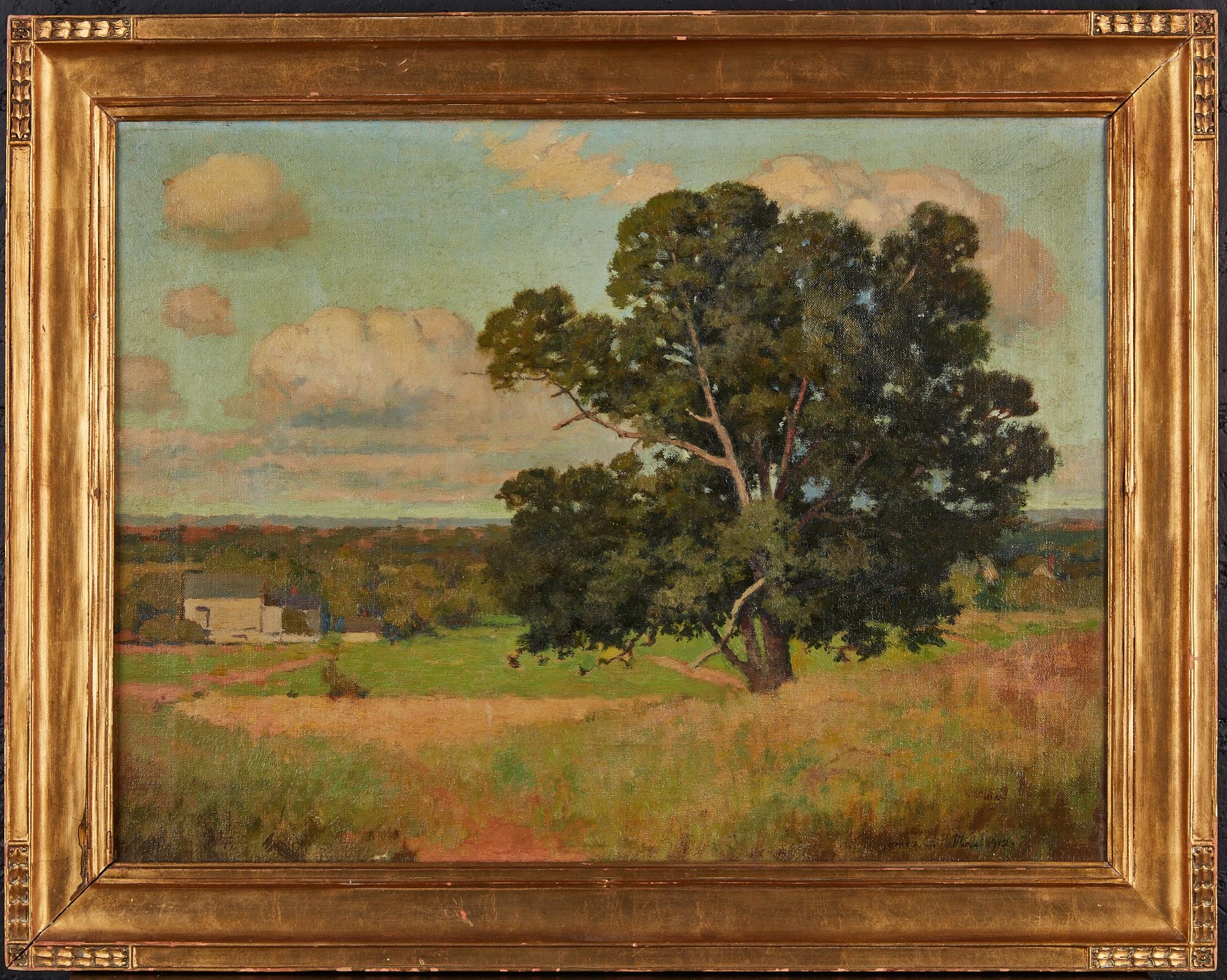 Artwork by James Goodwin McManus, Connecticut country landscape with old oak, 1912, Made of oil on canvas