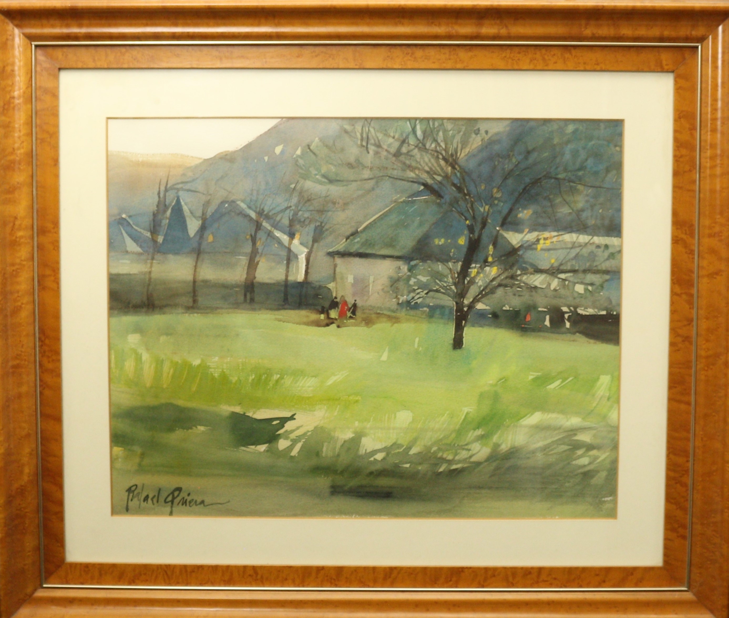 Artwork by Rafael Griera i Calderón, Paisaje con figuras, Made of watercolor on paper