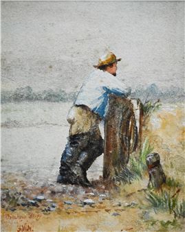 Creekson Ferry,man leaning on post - Albert W. Holden