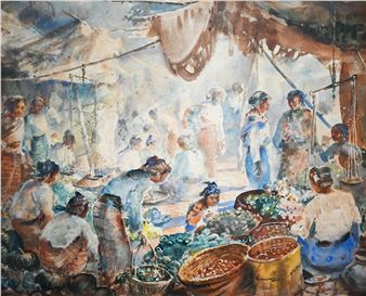 A busy market scene - U Ba Thet