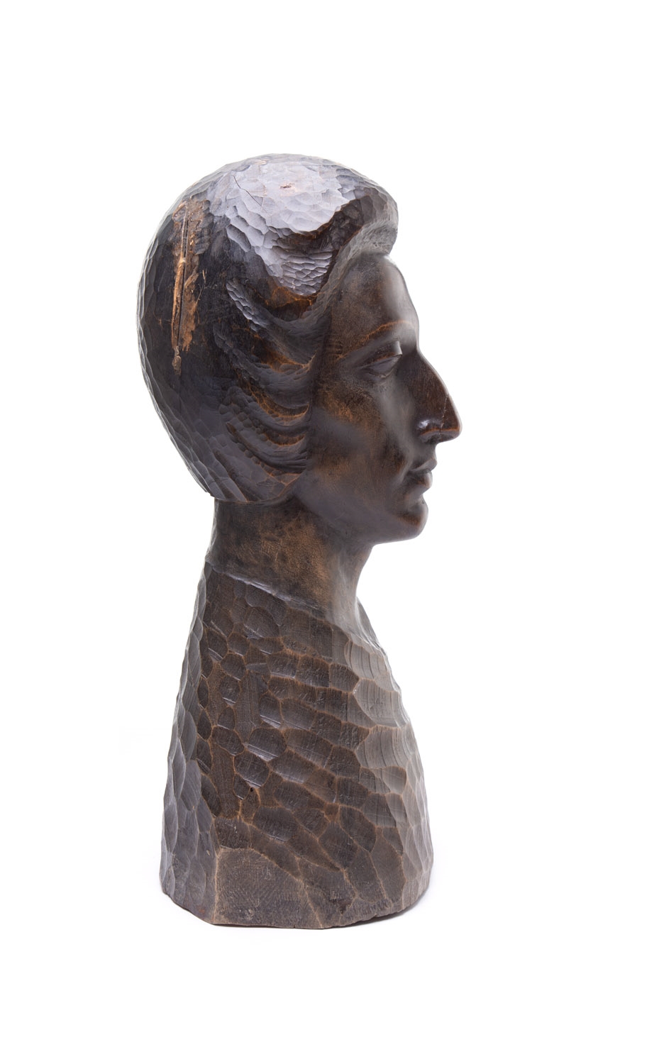 Artwork by Władysław Jania, The bust of a men, Made of wood