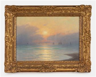 33 x 46 cm Johannes Martin Grimelund (1842-1917) était un peintre norvégien connu pour ses paysages, scènes aquatiques, marines et compositions avec des figures - Johannes Martin Grimelund