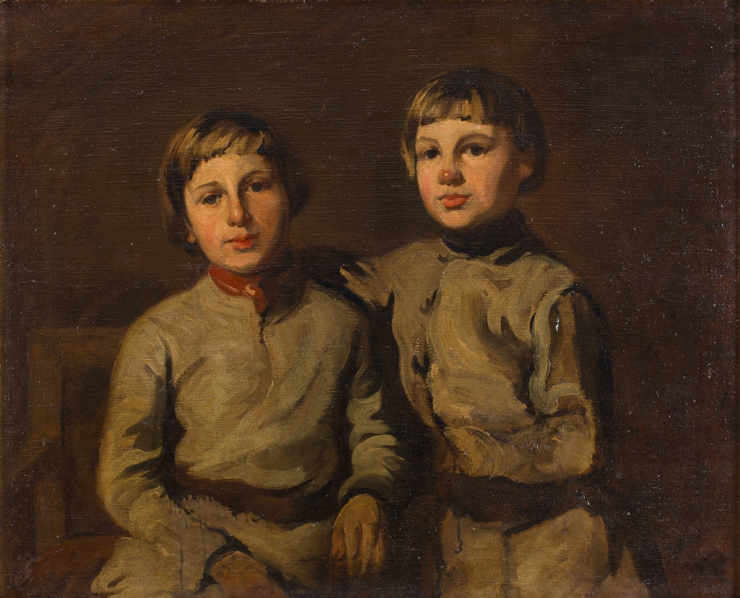 Artwork by Piotr Michałowski, Portrait of Józef and Roman Michałowski, artist's nephews, Made of oil/canvas