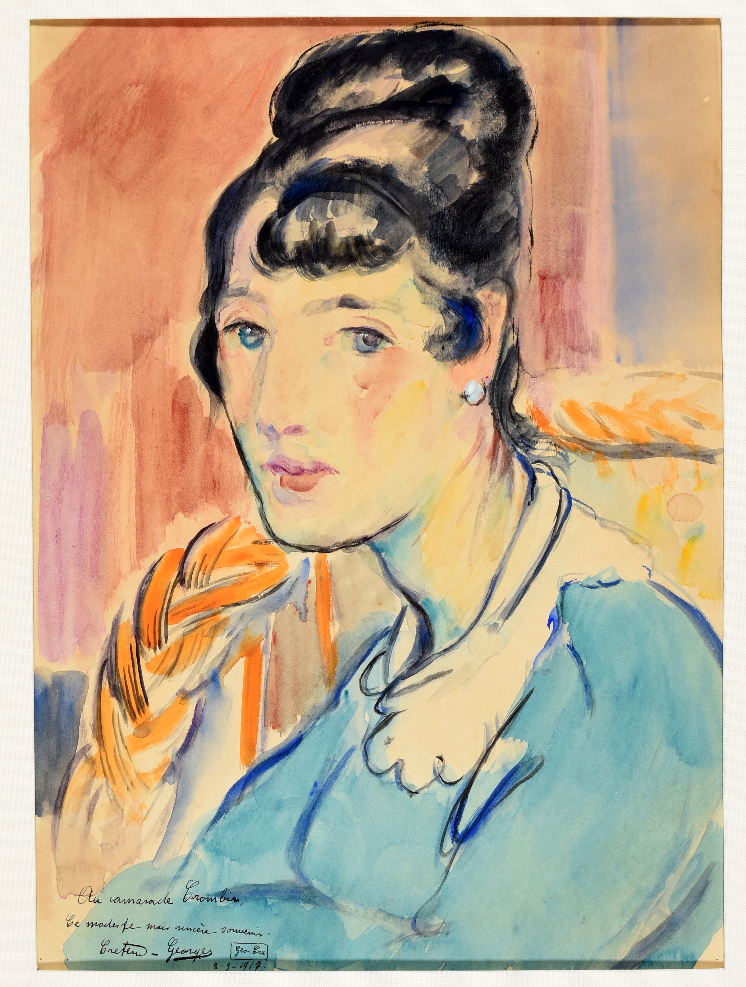 Artwork by Georges Creten, Female portrait, Made of Watercolour