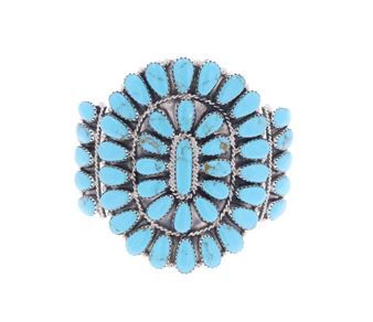 Navajo T. Billy Sterling Silver Turquoise Bracelet - Tom Billy
