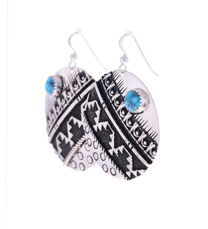 Richard Singer | Navajo Richard Singer Sterling Silver Earrings | MutualArt