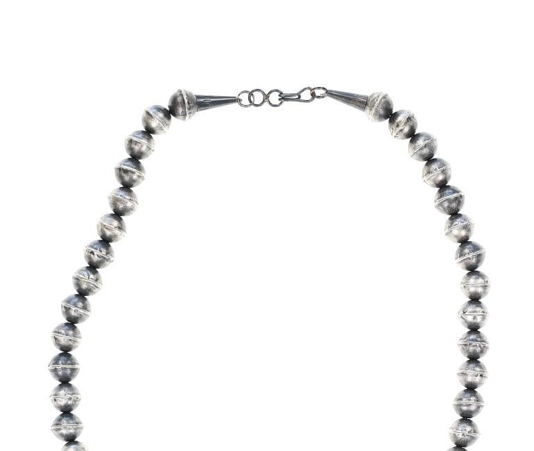 Artwork by Gerald Mitchell, Navajo Gerald Mitchell Squash Necklace & Earrings, Made of sterling silver