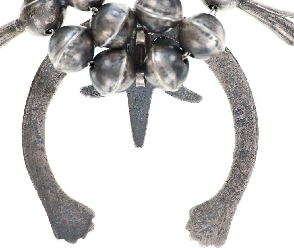 Artwork by Gerald Mitchell, Navajo Gerald Mitchell Squash Necklace & Earrings, Made of sterling silver