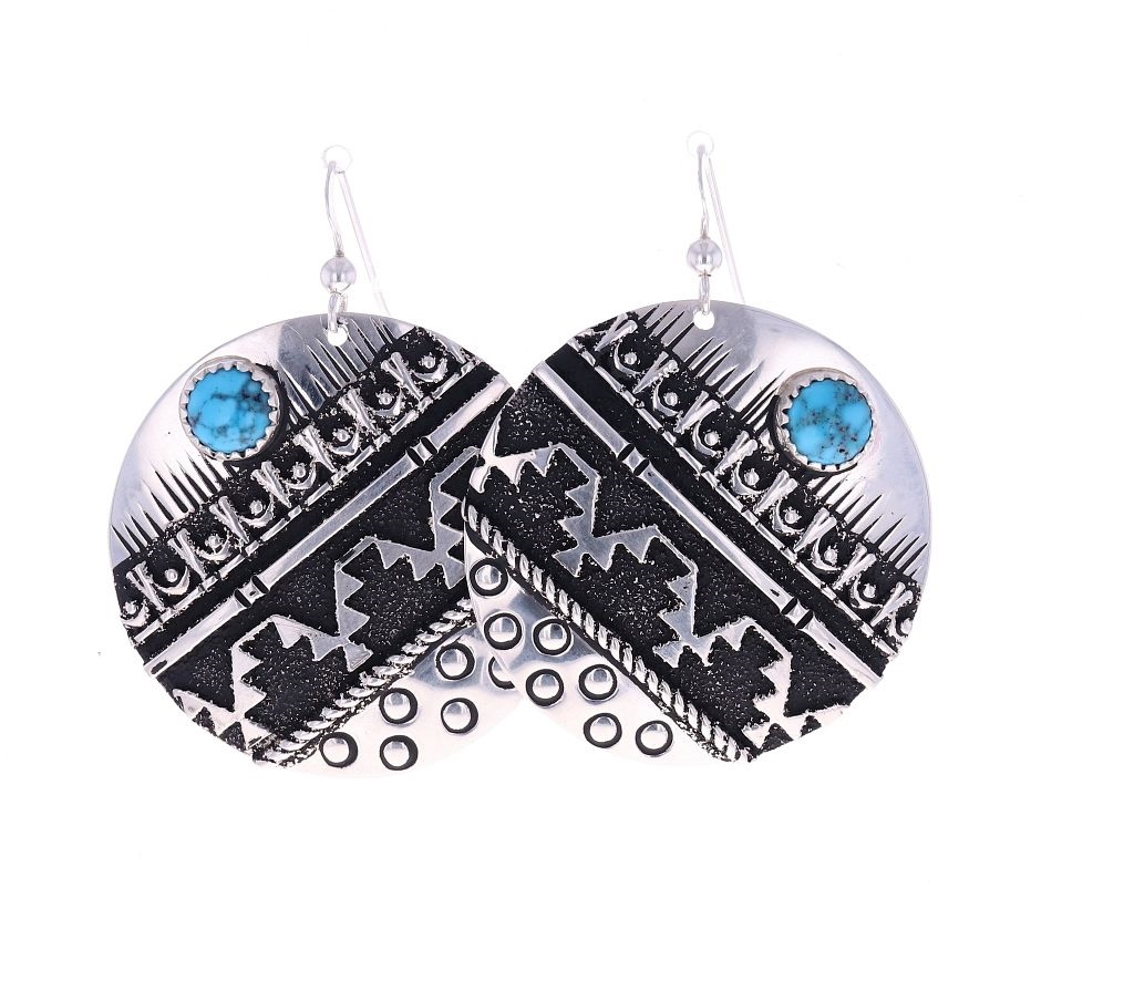 Richard Singer | Navajo Richard Singer Sterling Silver Earrings | MutualArt