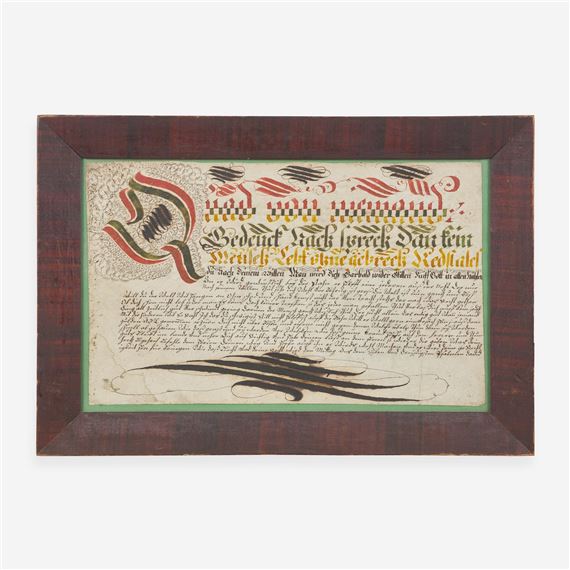 German School late 18th / early 19th century, A Fraktur: Vorschrift by German School, 18th Century, early 19th century