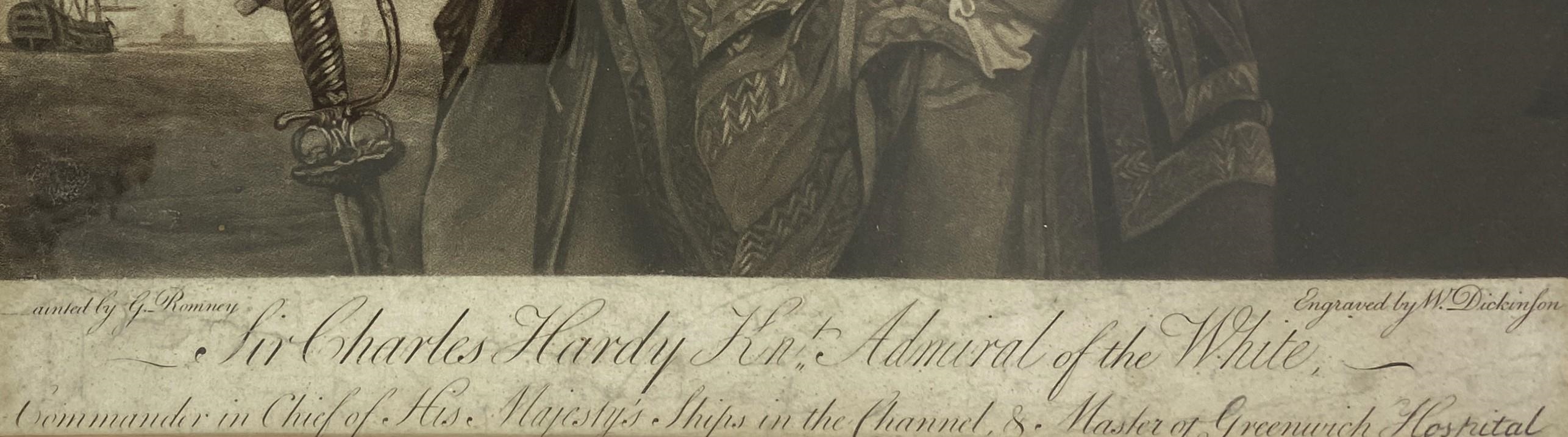 Artwork by George Romney, Sir Charles Hardy, First Admiral of the White, Made of Mezzotint