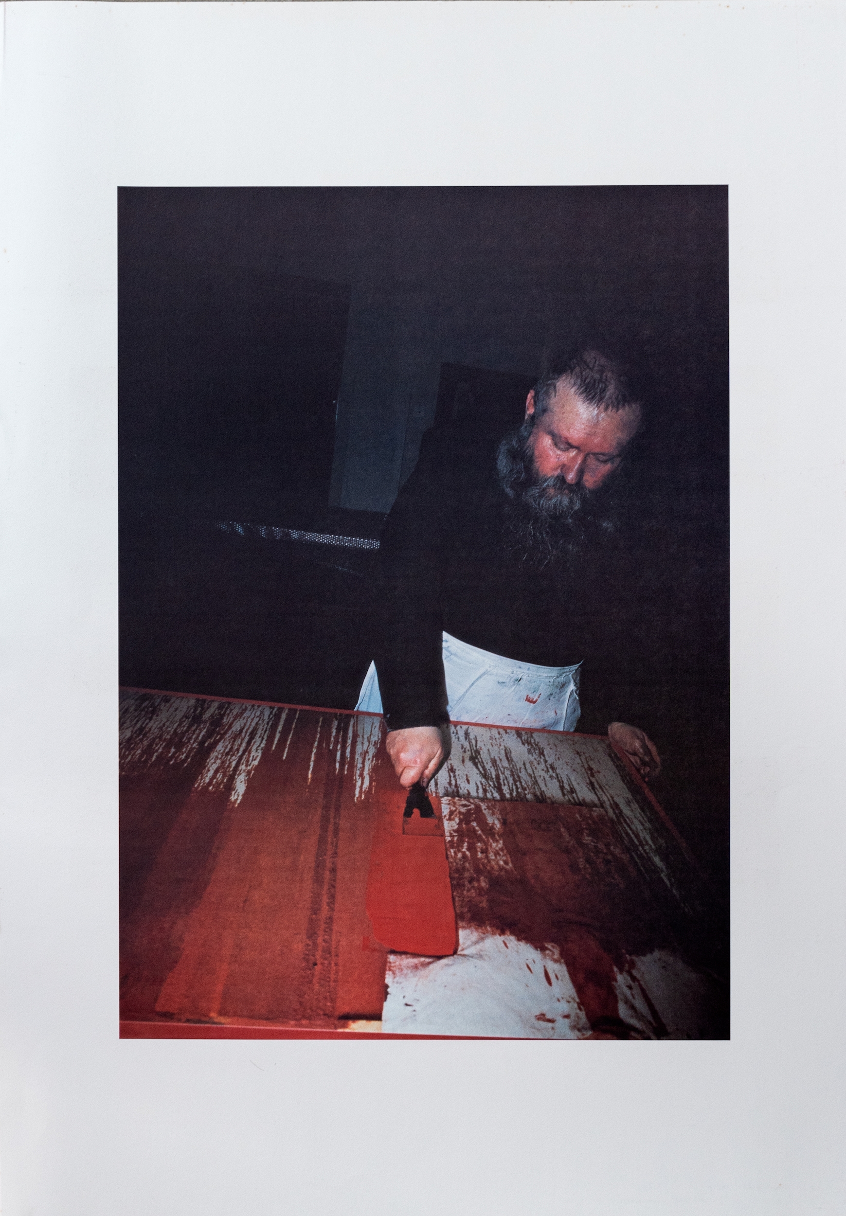 Artwork by Hermann Nitsch, Übermalte Bild-Lithografien, Made of thin cardboard applied on cardboard