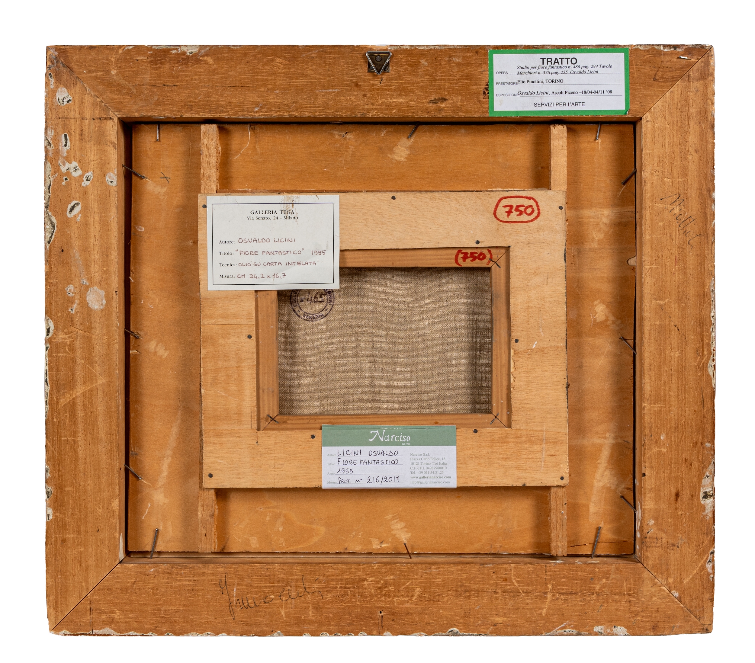 Artwork by Osvaldo Licini, Fiore fantastico, Made of Oil and collage on paper applied on canvas