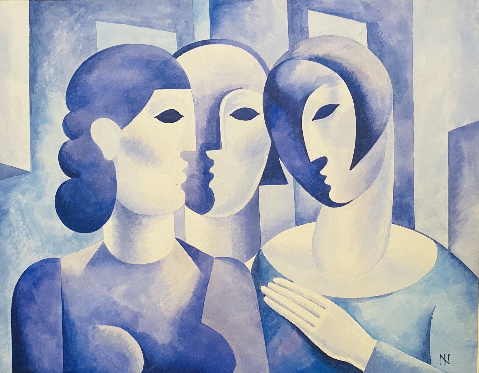 Surrealist composition with three characters, circa 1927-1928 - Ismael Nery