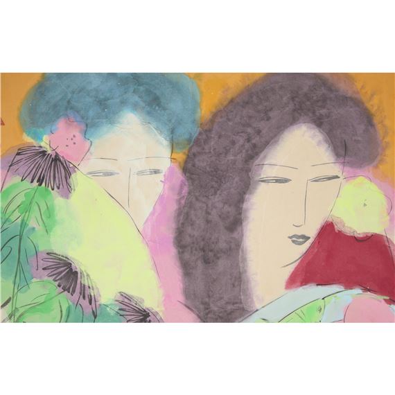 Walasse Ting | 丁雄泉(1929-2010) 二美图压克力彩宣纸裱于画布| MutualArt