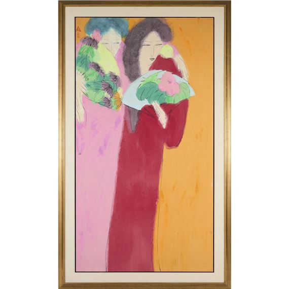 Walasse Ting | 丁雄泉(1929-2010) 二美图压克力彩宣纸裱于画布| MutualArt