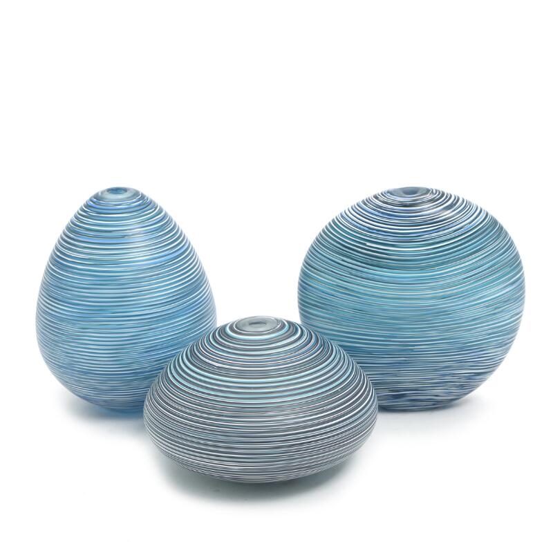 Drivsholm Trine | Three glass vases with blue and white stripes (2009 ...