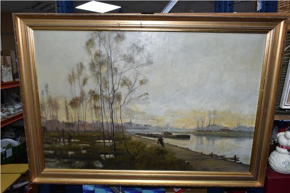 Ernest R. Fox | AN INDUSTRIAL WATERWAY SCENE | MutualArt