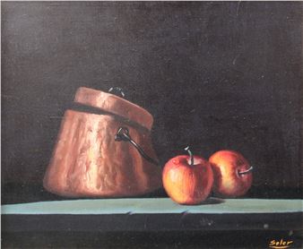 Still Life of copper pan and apples - Ramon Soler Liro