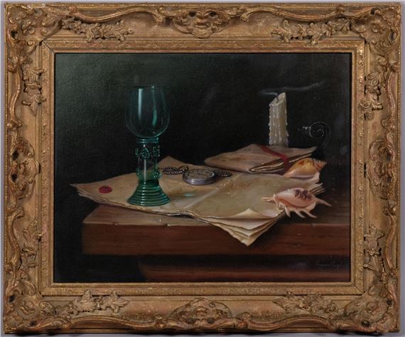 Raymond Campbell | Still life with bottle vase and fruit | MutualArt