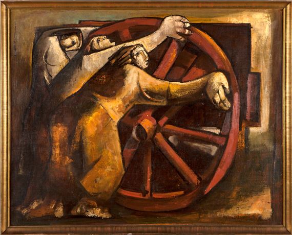 Men pushing a carriage by Martín Zerolo Valderrama