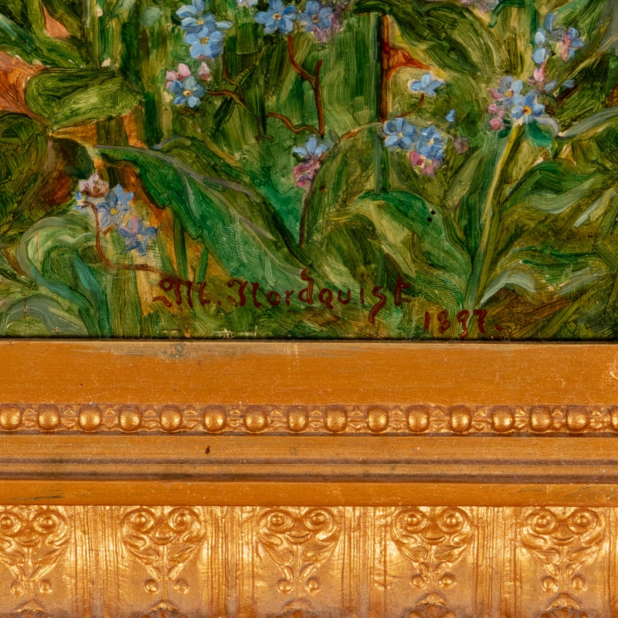 Artwork by Marianne Nordqvist, Still life with flowers, Made of oil