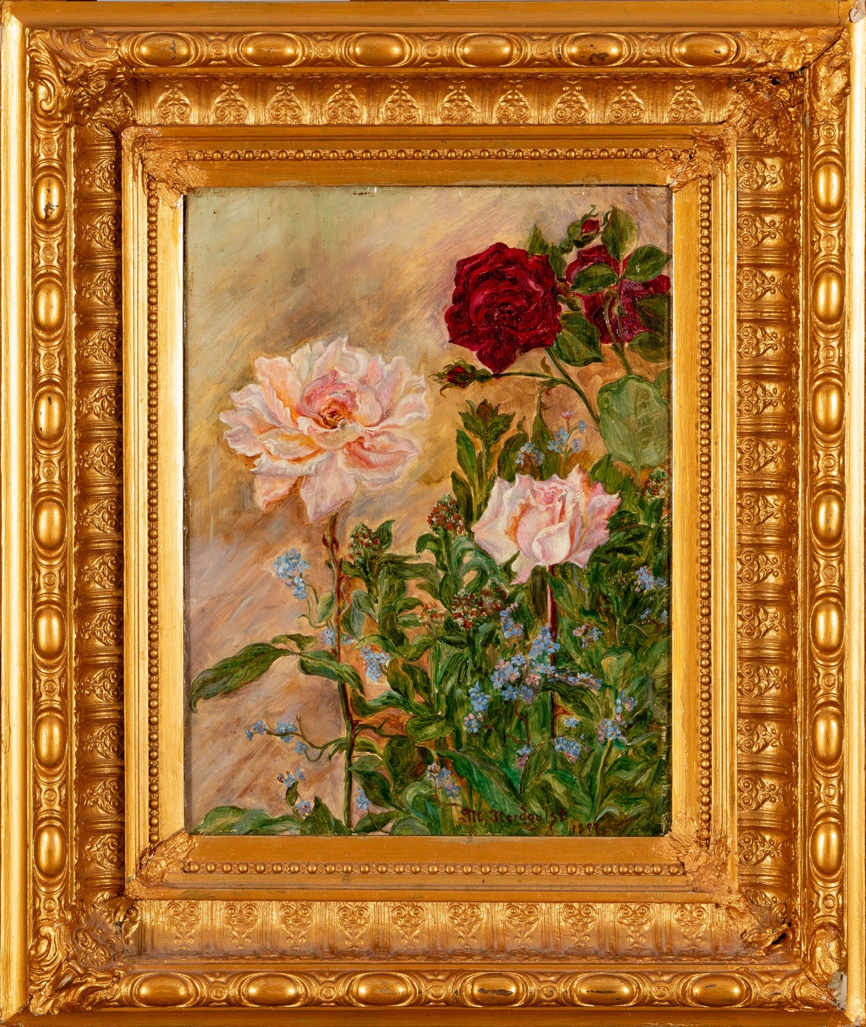 Artwork by Marianne Nordqvist, Still life with flowers, Made of oil