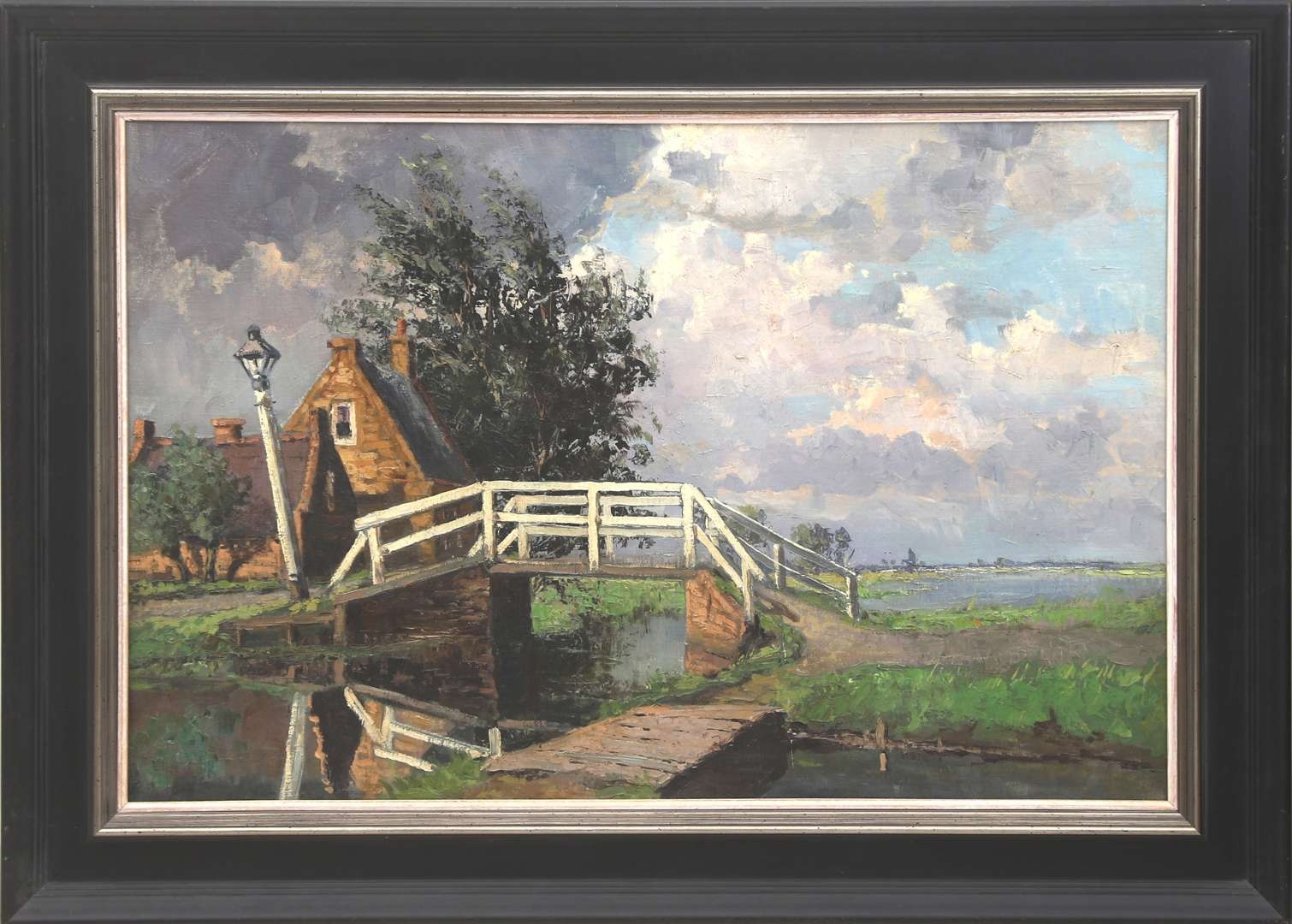 Artwork by Willem Horselenberg, Landschap met brug, Made of oil on canvas