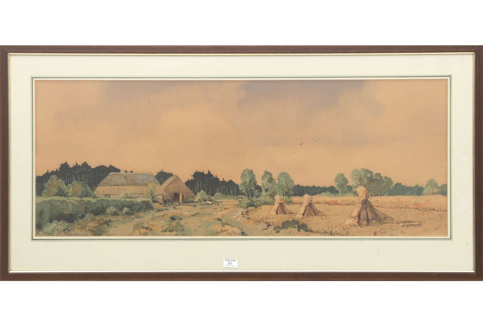 Artwork by Arie Zonneveld, Landschap met boerderij, Made of watercolor