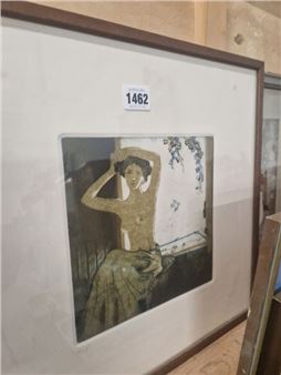 RAMON BOIRA. A SIGNED LTD EDITION COLOUR ETCHING. NUDE BY A WINDOW TOGETHER WITH A PORTRAIT PRINT - Ramon Pujol Boira
