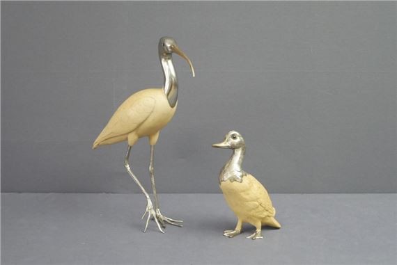 【ELLI MALEVOLTI 】エリー・マレヴォルティ・イタリア・木彫・鴨 Vintage Brown Duck Figurine ELLI MALEVOLTI Brass Feet Italy