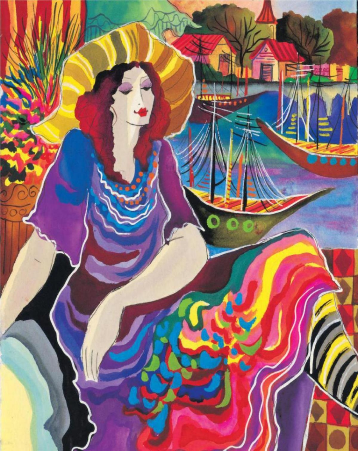 Artwork by Patricia Govezensky, Lady by the Bayside, Made of Giclee on Canvas