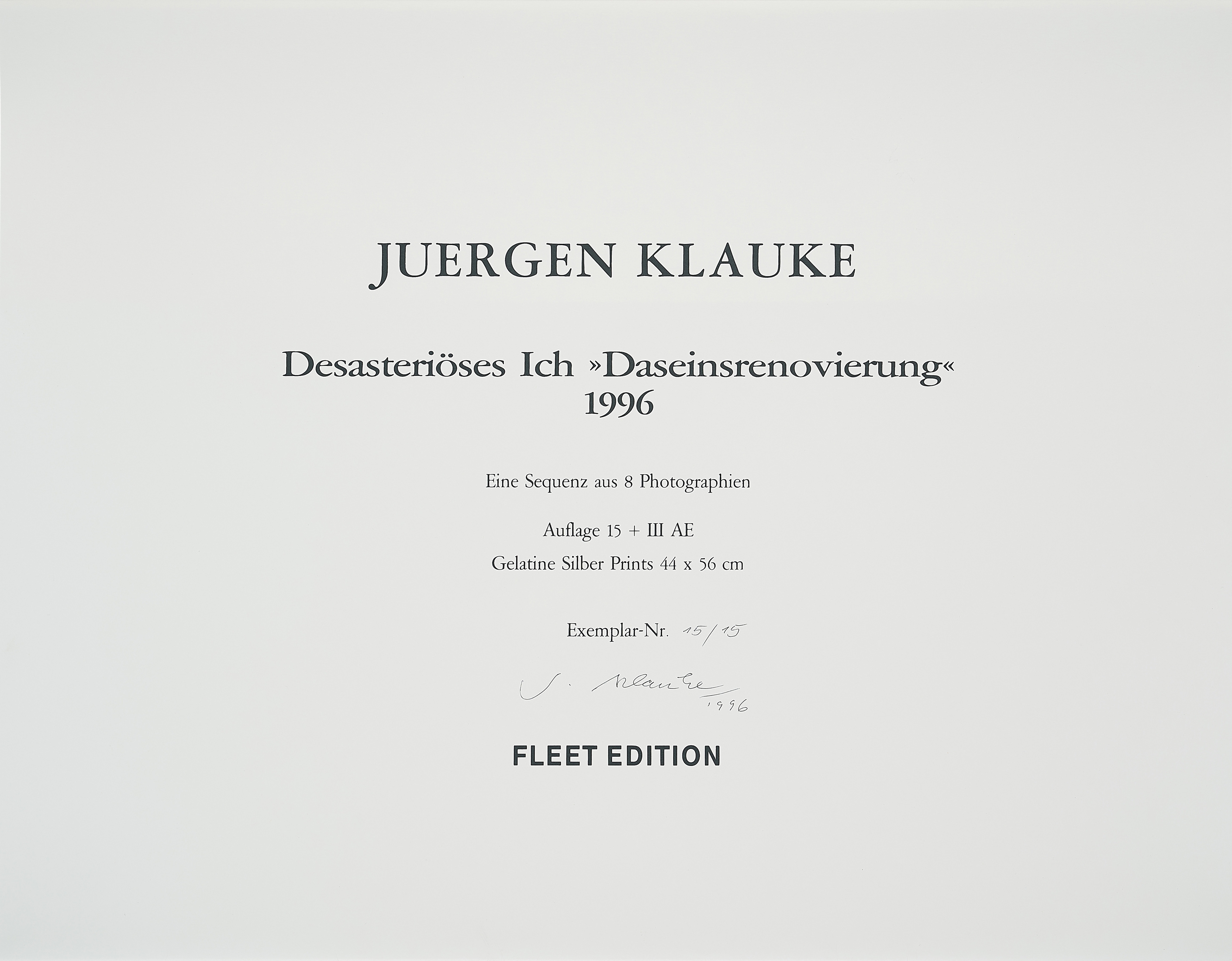 Artwork by Jürgen Klauke, Desasteriöses Ich "Daseinsrenovierung"., Made of gelatin silver prints