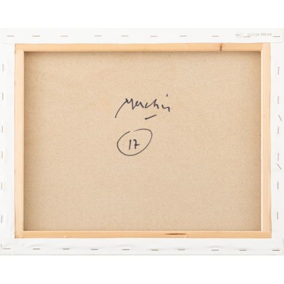 Artwork by Renzo Meschis, Paesaggio marino e caseggiati, Made of oil on canvas