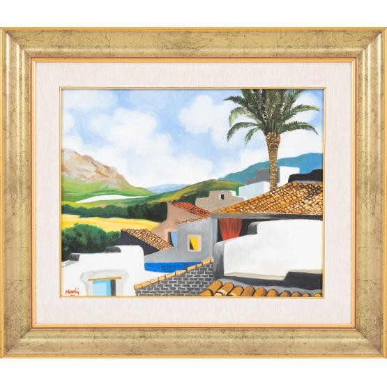 Artwork by Renzo Meschis, Tetti, Made of oil on canvas