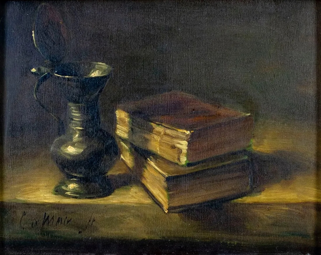 Still Life with Pitcher and Books - Cornelis le Mair