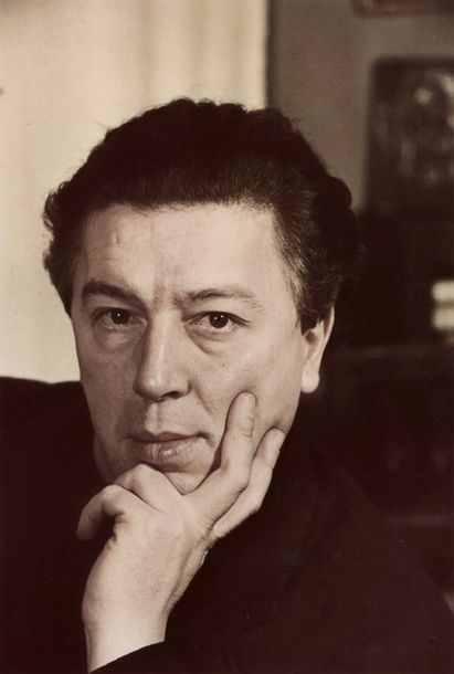 André Breton at the Studio des Amis des Livres. Paris by Gisèle Freund, circa 1970