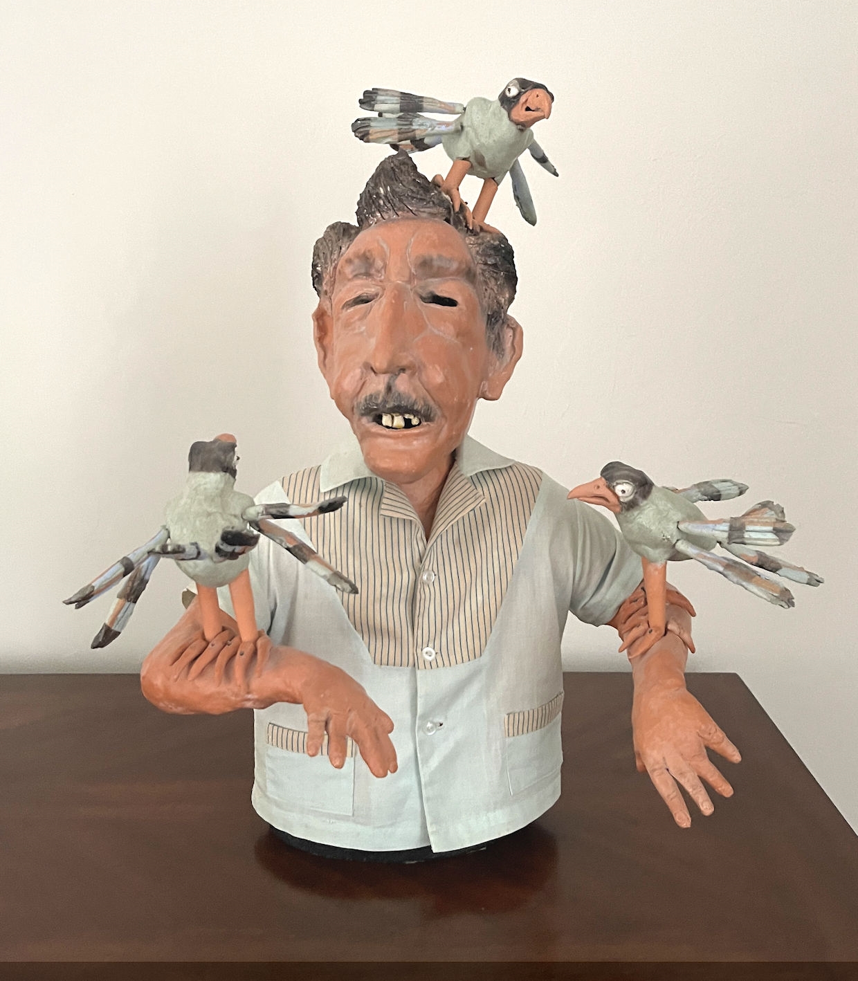 Artwork by Joe Mariscal, ''Peter the Bird Man'', Made of Glazed Ceramic